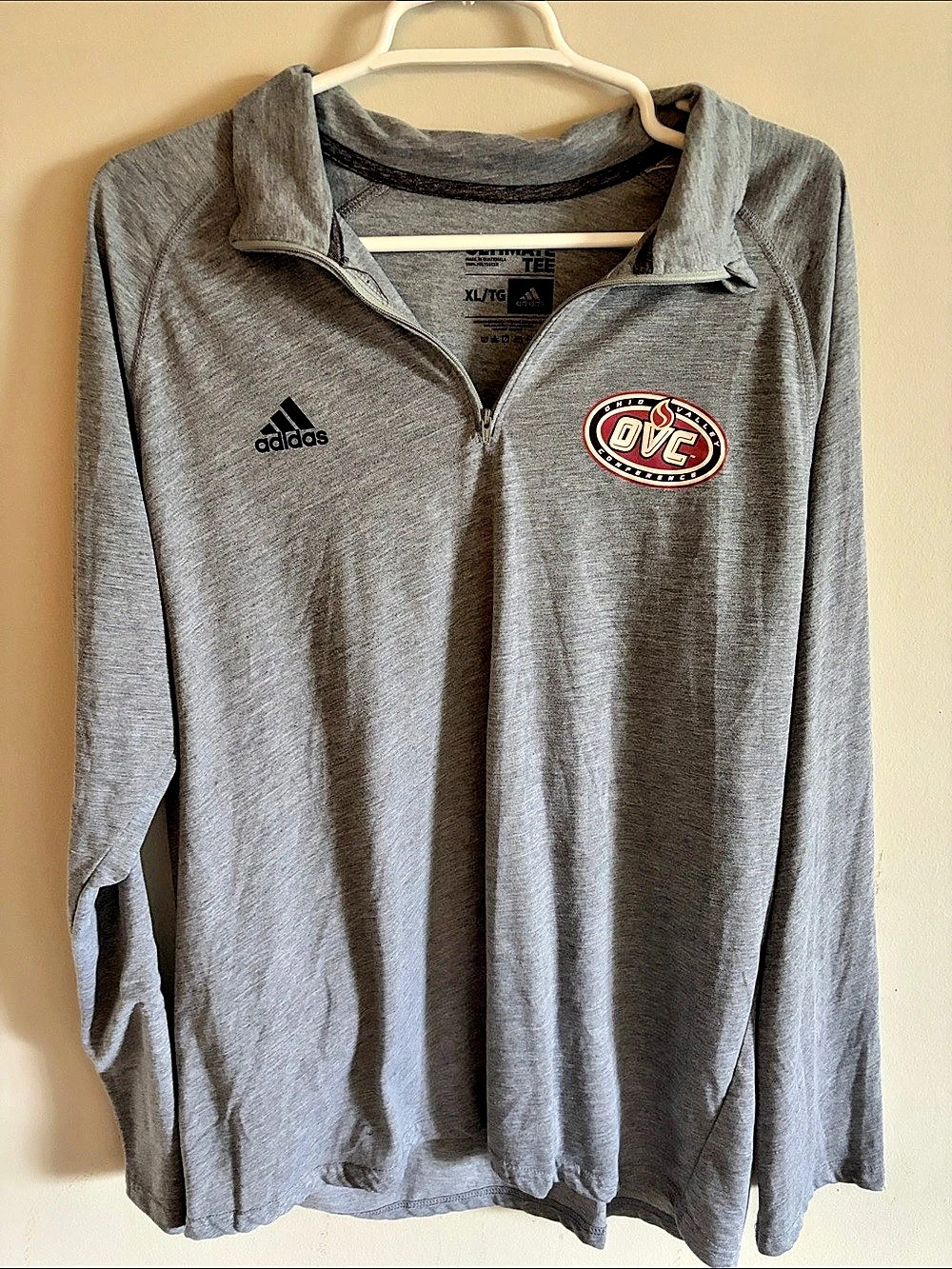 adidas Men's Gray & Red Quarter-Zip Pullover